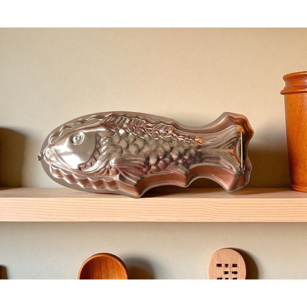 Vtg Fish Copper Tin Jello Cake Mold Decorative Wall Hanging 3D 13"